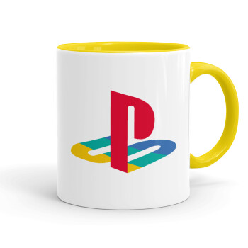 Playstation, Κούπα χρωματιστή κίτρινη, κεραμική, 330ml