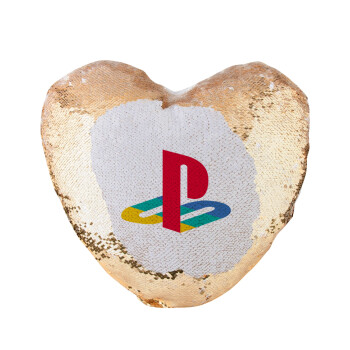Playstation, Μαξιλάρι καναπέ καρδιά Μαγικό Χρυσό με πούλιες 40x40cm περιέχεται το  γέμισμα