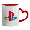 Mug heart red handle, ceramic, 330ml