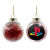 Transparent Christmas tree ball ornament with red filling 8cm