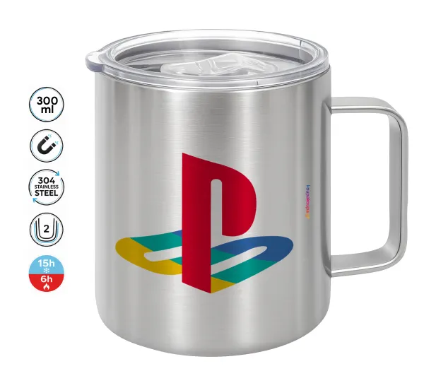 Playstation — Double-walled stainless steel mug 300ml with temperature-retaining lid
