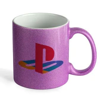 Playstation, Κούπα Μωβ Glitter που γυαλίζει, κεραμική, 330ml
