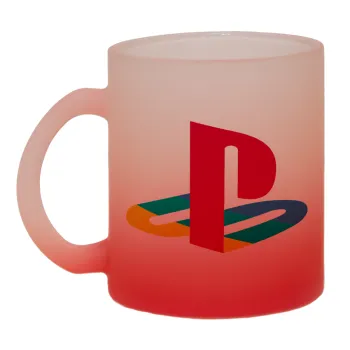 Playstation, Κούπα γυάλινη δίχρωμη με βάση το κόκκινο ματ, 330ml