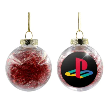 Playstation, Transparent Christmas tree ball ornament with red filling 8cm