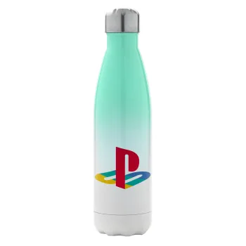 Playstation, Μεταλλικό παγούρι θερμός Πράσινο/Λευκό (Stainless steel), διπλού τοιχώματος, 500ml