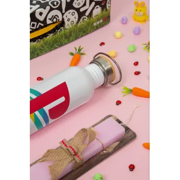 Playstation, Easter Set, SS Metallic water bottle (620ml, stainless steel) & scented flat Easter candle (30cm) (PINK)