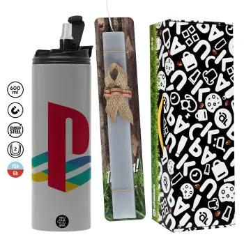 Playstation, Easter candle with Grey Tumbler Thermo 600ml & aromatic flat candle (30cm) (GREY)