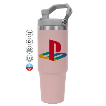 Playstation, ΡΟΖ χρώματος Θερμός Ανοξείδωτο 890ml (30oz) με χερούλι