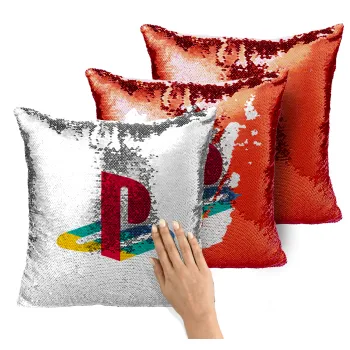 Playstation, Μαξιλάρι καναπέ Μαγικό Κόκκινο με πούλιες 40x40cm περιέχεται το γέμισμα