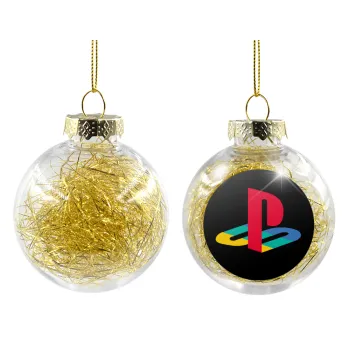 Playstation, Transparent Christmas tree ball ornament with gold filling 8cm