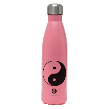 Yin Yang, Metal mug thermos Pink Mat (Stainless steel), double wall, 500ml
