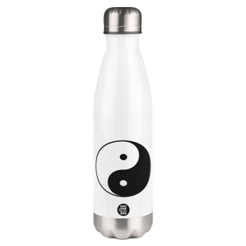 Yin Yang, Μεταλλικό παγούρι θερμός Λευκό (Stainless steel), διπλού τοιχώματος, 500ml