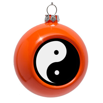 Yin Yang, Orange Christmas tree ornament bauble 8cm