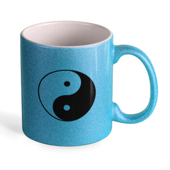 Yin Yang, Κούπα Σιέλ Glitter που γυαλίζει, κεραμική, 330ml