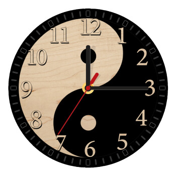 Yin Yang, Ρολόι τοίχου ξύλινο plywood (20cm)