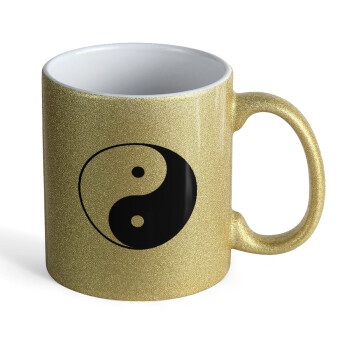 Yin Yang, Κούπα Χρυσή Glitter που γυαλίζει, κεραμική, 330ml