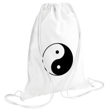 Yin Yang, Τσάντα πλάτης πουγκί GYMBAG λευκή (28x40cm)