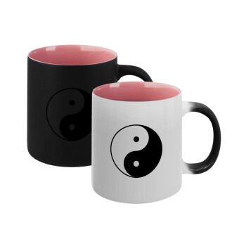 Yin Yang, Κούπα Μαγική εσωτερικό ΡΟΖ, κεραμική 330ml που αλλάζει χρώμα με το ζεστό ρόφημα