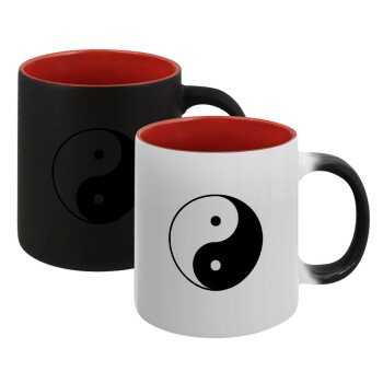 Yin Yang, Κούπα Μαγική εσωτερικό κόκκινο, κεραμική, 330ml που αλλάζει χρώμα με το ζεστό ρόφημα