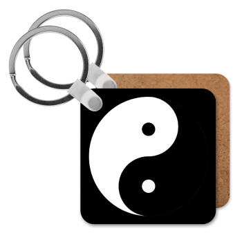 Yin Yang, Μπρελόκ Ξύλινο τετράγωνο MDF