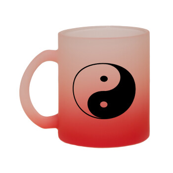 Yin Yang, Κούπα γυάλινη δίχρωμη με βάση το κόκκινο ματ, 330ml