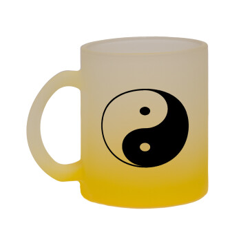 Yin Yang, Κούπα γυάλινη δίχρωμη με βάση το κίτρινο ματ, 330ml