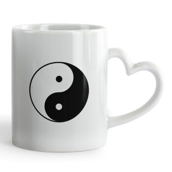 Yin Yang, Κούπα καρδιά χερούλι λευκή, κεραμική, 330ml