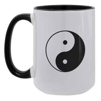Yin Yang, Κούπα Mega 15oz, κεραμική Μαύρη, 450ml
