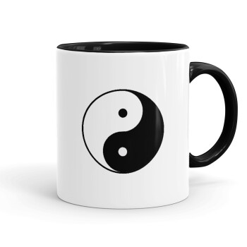 Yin Yang, Κούπα χρωματιστή μαύρη, κεραμική, 330ml