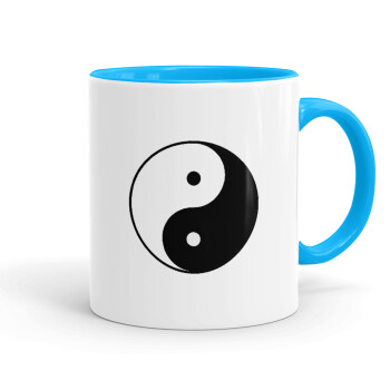 Yin Yang, Κούπα χρωματιστή γαλάζια, κεραμική, 330ml