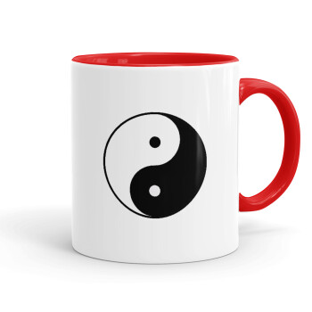 Yin Yang, Κούπα χρωματιστή κόκκινη, κεραμική, 330ml
