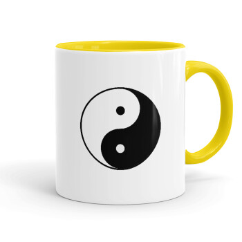 Yin Yang, Κούπα χρωματιστή κίτρινη, κεραμική, 330ml