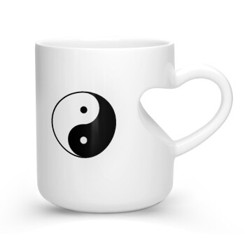 Yin Yang, Κούπα καρδιά λευκή, κεραμική, 330ml