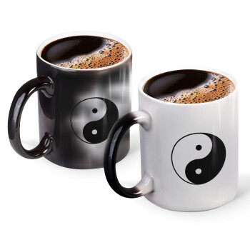 Yin Yang, Color changing magic Mug, ceramic, 330ml when adding hot liquid inside, the black colour desappears (1 pcs)