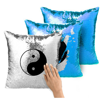 Yin Yang, Μαξιλάρι καναπέ Μαγικό Μπλε με πούλιες 40x40cm περιέχεται το γέμισμα