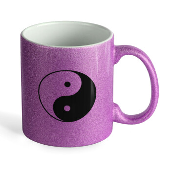 Yin Yang, Κούπα Μωβ Glitter που γυαλίζει, κεραμική, 330ml