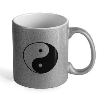 Yin Yang, Κούπα Ασημένια Glitter που γυαλίζει, κεραμική, 330ml