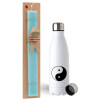 Easter Set, metallic stainless steel water bottle (750ml) & aromatic flat Easter candle (30cm) (TURQUOISE)