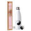 Easter Set, metallic stainless steel water bottle (750ml) & scented flat Easter candle (30cm) (PINK)