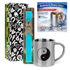 Easter Set, metallic thermal cup (300ml) & aromatic flat Easter candle (30cm) (TURQUOISE)