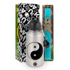 Easter Set, metallic silver aluminum water bottle (500ml) & scented flat Easter candle (30cm) (TURQUOISE)
