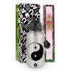 Easter Set, metallic Silver aluminum water bottle (500ml) & scented flat Easter candle (30cm) (PINK)