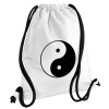 Backpack pouch GYMBAG white, with pocket (40x48cm) & thick cords
