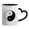 Mug heart black handle, ceramic, 330ml