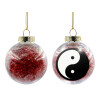 Transparent Christmas tree ball ornament with red filling 8cm