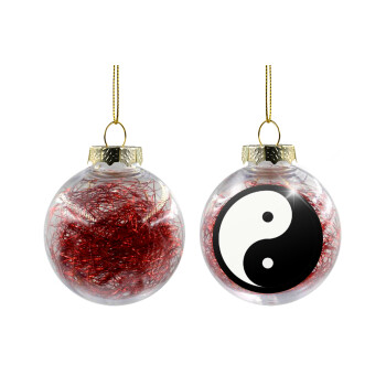 Yin Yang, Χριστουγεννιάτικη μπάλα δένδρου διάφανη με κόκκινο γέμισμα 8cm