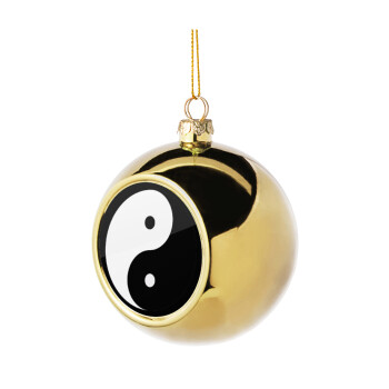 Yin Yang, Golden Christmas tree ball ornament 8cm