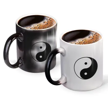 Yin Yang, Color changing magic Mug, ceramic, 330ml when adding hot liquid inside, the black colour desappears (1 pcs)