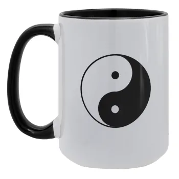 Yin Yang, Κούπα Mega 15oz, κεραμική Μαύρη, 450ml