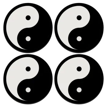 Yin Yang, ΣΕΤ 4 Σουβέρ ξύλινα στρογγυλά (9cm)